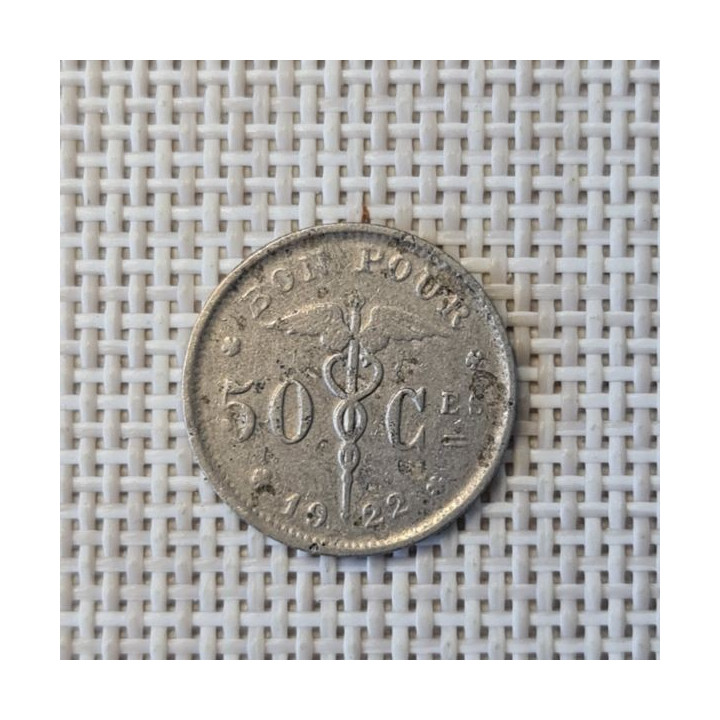 Belgium 50 Centimes 1922 KM-87 VF