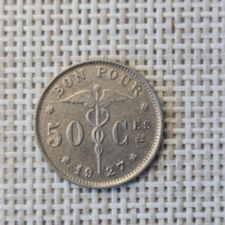 Belgium 50 Centimes 1927 KM-87 VF