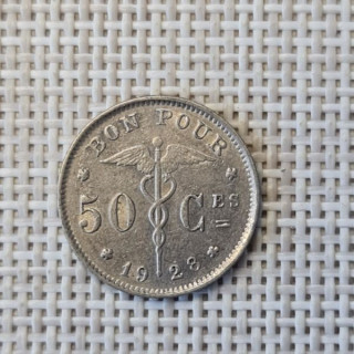 Belgium 50 Centimes 1928 KM-87 VF