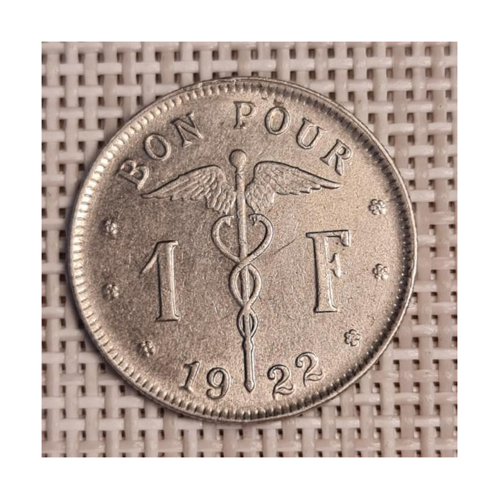 Belgium 1 Franc 1922 KM-89 VF