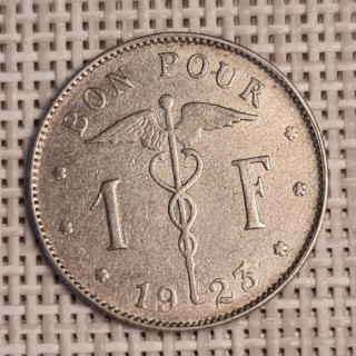 Belgium 1 Franc 1923 KM-89 VF