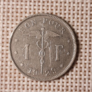 Belgium 1 Franc 1929 KM-89 VF