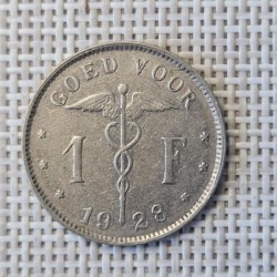 Belgium 1 Franc 1928 KM-90 VF