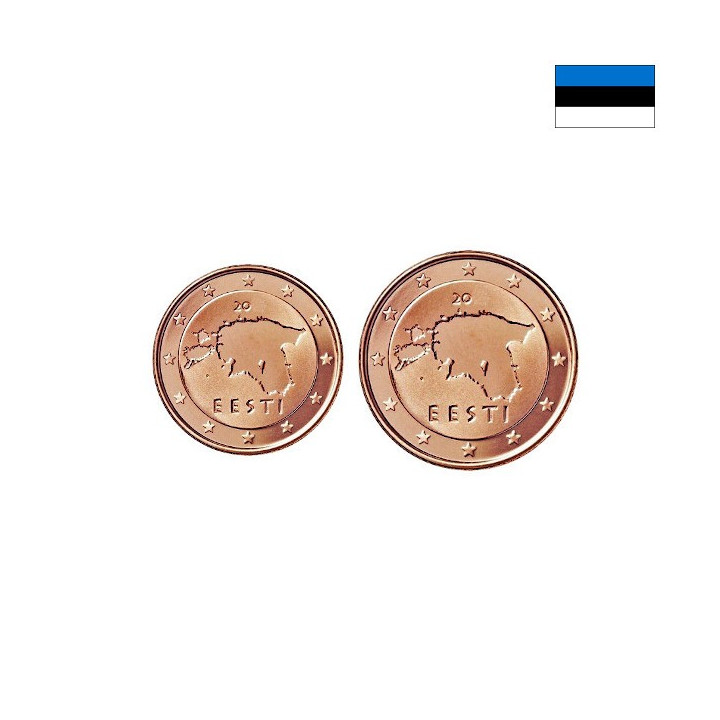 Estonia 1 & 2 Euro Cents 2015 UNC