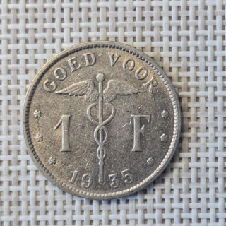 Belgium 1 Franc 1935 KM-90 VF