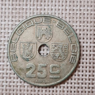 Belgium 25 Centimes 1938 KM-114 VF