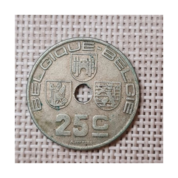 Belgium 25 Centimes 1938 KM-114 VF