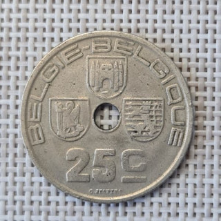 Belgium 25 Centimes 1938 KM-115 VF