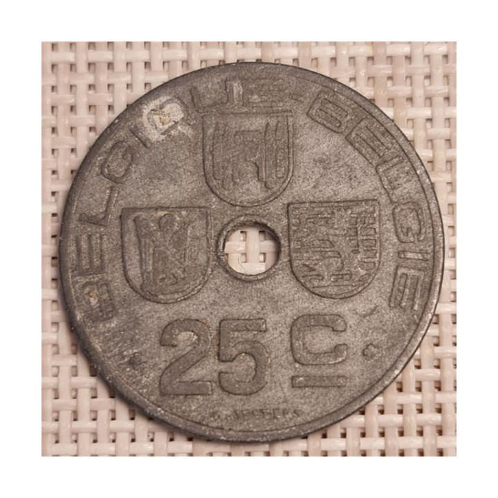 Belgium 25 Centimes 1942 KM-131 VF