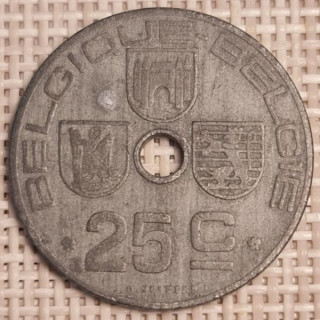 Belgium 25 Centimes 1943 KM-131 VF