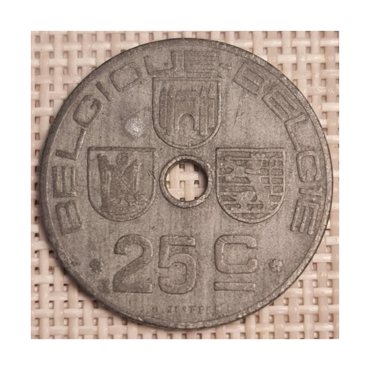 Belgium 25 Centimes 1943 KM-131 VF