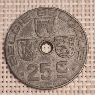 Belgium 25 Centimes 1943 KM-132 VF