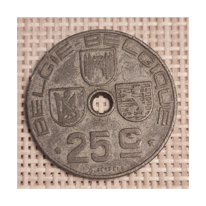 Belgium 25 Centimes 1943 KM-132 VF