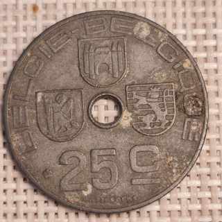 Belgium 25 Centimes 1945 KM-132 VF