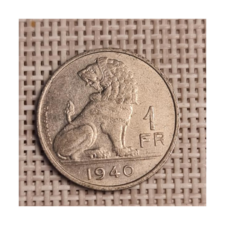Belgium 1 Franc 1940 KM-120 VF