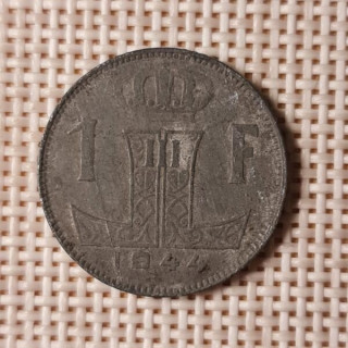 Belgium 1 Franc 1944 KM-128 VF