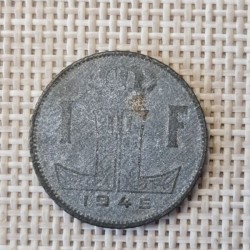 Belgium 1 Franc 1945 KM-128 VF