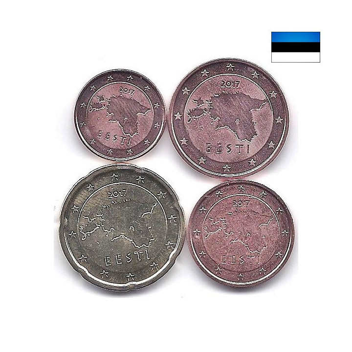 Estonia 1, 2, 5, 20 Euro Cents 2017 UNC