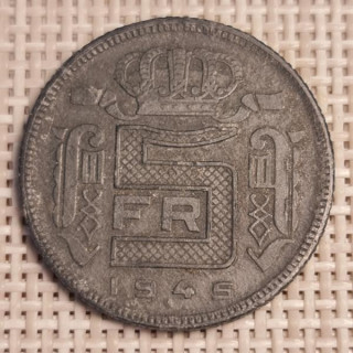 Belgium 5 Francs 1945 KM-129 VF