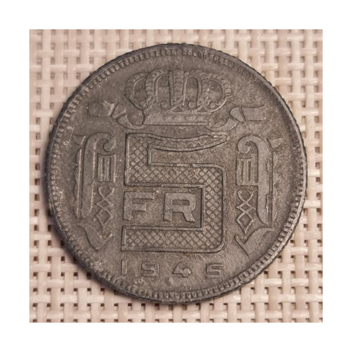 Belgium 5 Francs 1945 KM-129 VF
