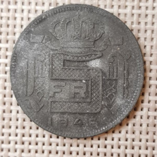 Belgium 5 Francs 1946 KM-129 VF