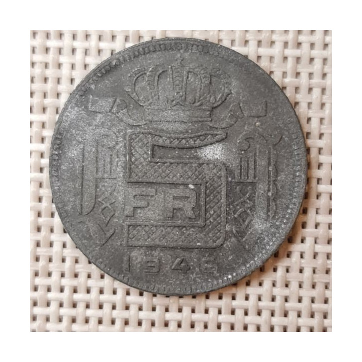Belgium 5 Francs 1946 KM-129 VF