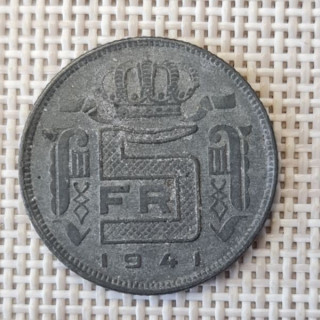 Belgium 5 Francs 1941 KM-130 VF
