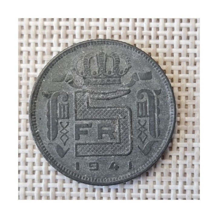 Belgium 5 Francs 1941 KM-130 VF
