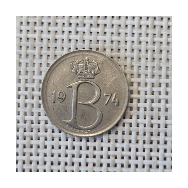 Belgium 25 Centimes 1974 KM-153 XF