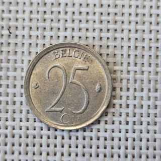 Belgium 25 Centimes 1965 KM-154 XF