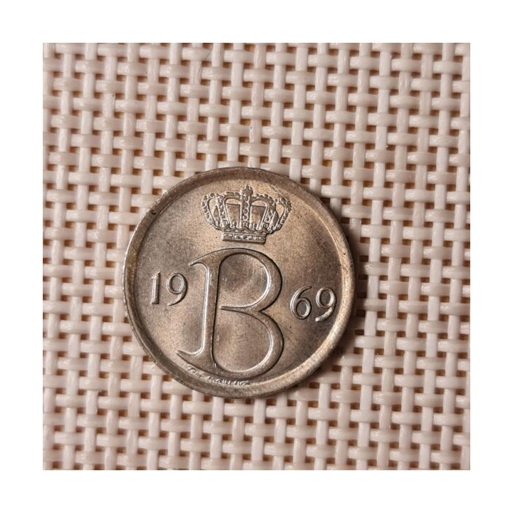 Belgium 25 Centimes 1969 KM-154 XF