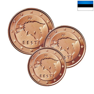 Estonia 1, 2, 5 Euro Cents 2018 UNC