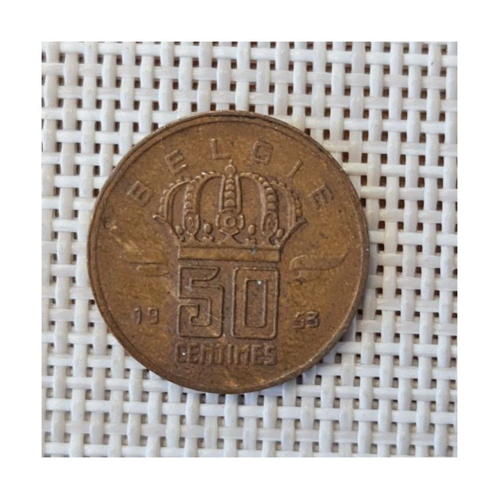 Belgium 50 Centimes 1953 KM-145 VF