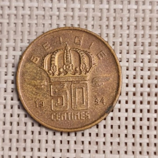 Belgium 50 Centimes 1954 KM-145 VF