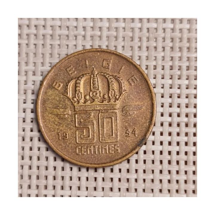 Belgium 50 Centimes 1954 KM-145 VF