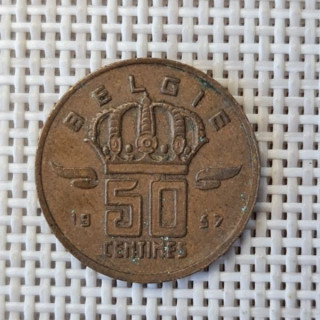Belgium 50 Centimes 1957 KM-149 VF