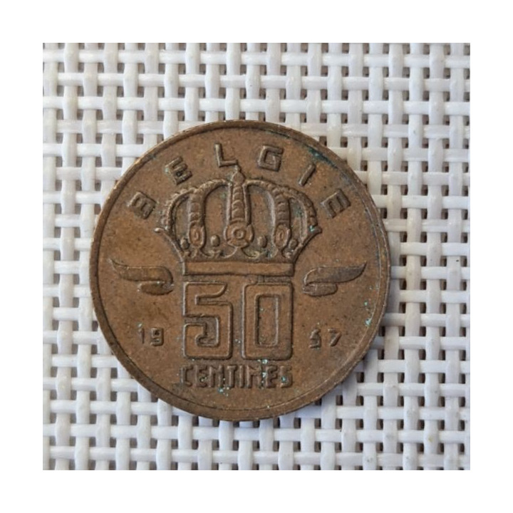 Belgium 50 Centimes 1957 KM-149 VF