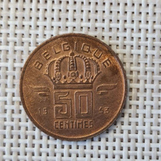 Belgium 50 Centimes 1953 KM-144 VF