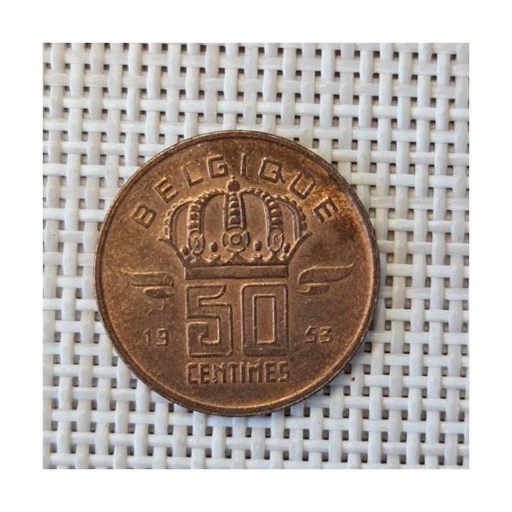 Belgium 50 Centimes 1953 KM-144 VF