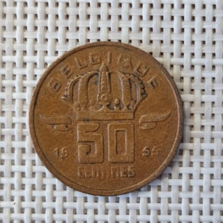 Belgium 50 Centimes 1955 KM-144 VF