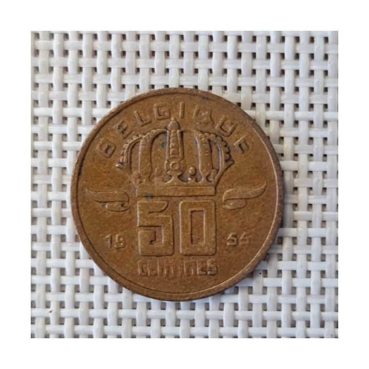 Belgium 50 Centimes 1955 KM-144 VF