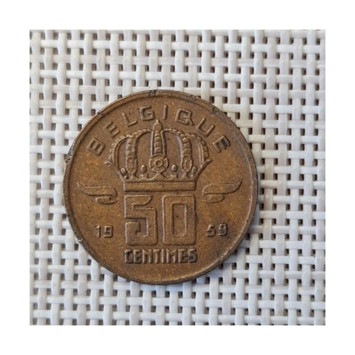 Belgium 50 Centimes 1959 KM-148 VF