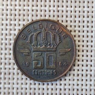 Belgium 50 Centimes 1964 KM-148 VF