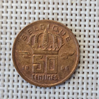 Belgium 50 Centimes 1966 KM-148 VF