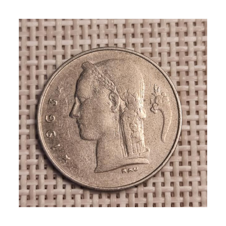 Belgium 1 Franc 1963 KM-142 VF