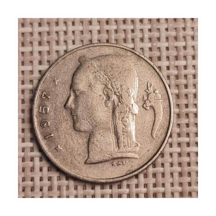 Belgium 1 Franc 1957 KM-143 VF