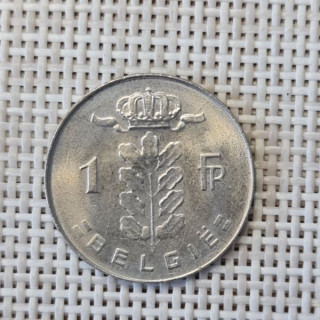 Belgium 1 Franc 1977 KM-143 VF