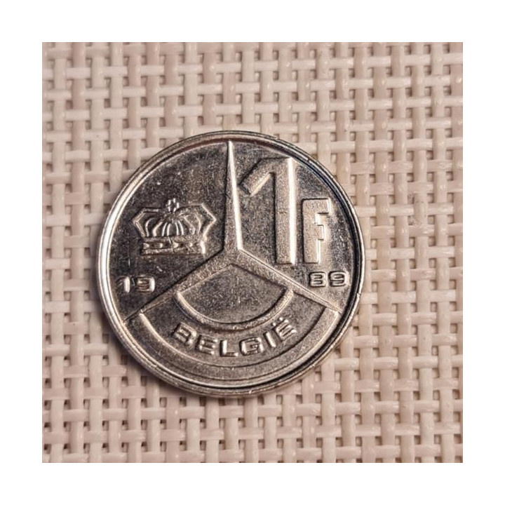 Belgium 1 Franc 1989 KM-171 VF