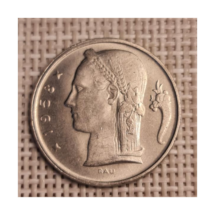 Belgium 5 Francs 1958 KM-134 XF
