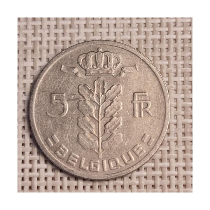 Belgium 5 Francs 1967 KM-134 VF